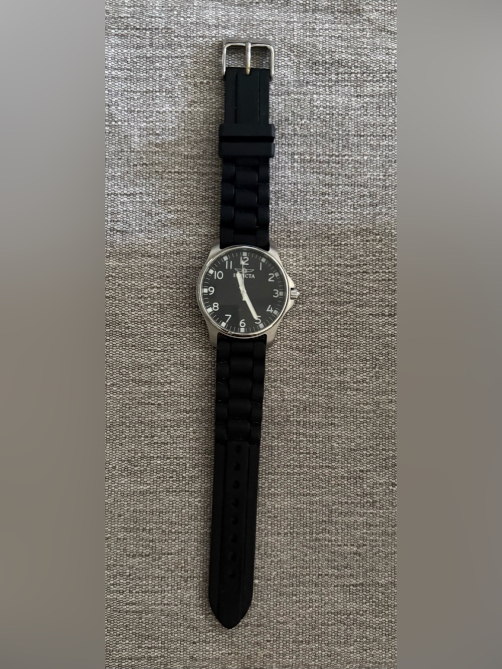 Invicta Black Dial Watch with Black Silicone Strap